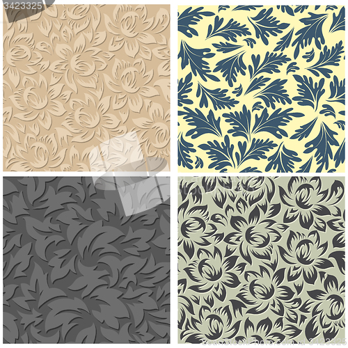 Image of 4 Floral Seamless Patterns