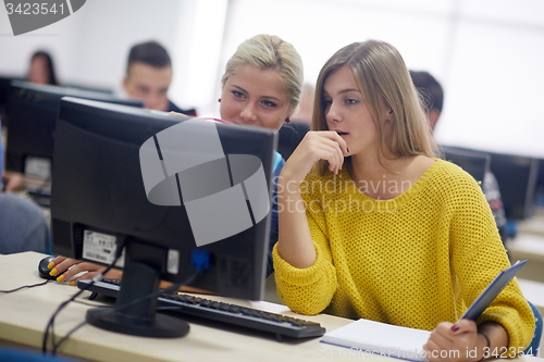 Image of students group in computer lab classroom