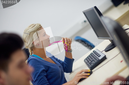 Image of students group in computer lab classroom