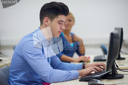 Image of students group in computer lab classroom