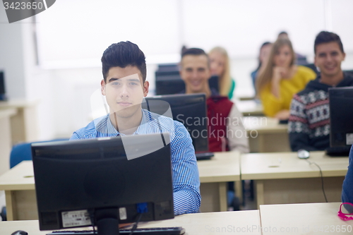Image of students group in computer lab classroom