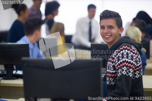 Image of students group in computer lab classroom