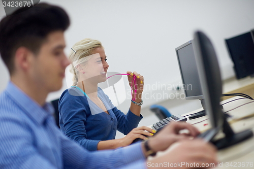 Image of students group in computer lab classroom
