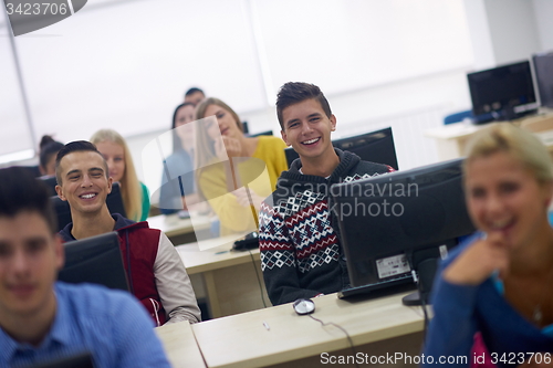 Image of students group in computer lab classroom