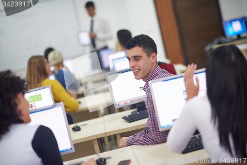 Image of students group in computer lab classroom