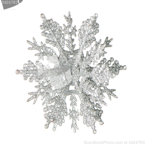 Image of Plastic silver color snowflake