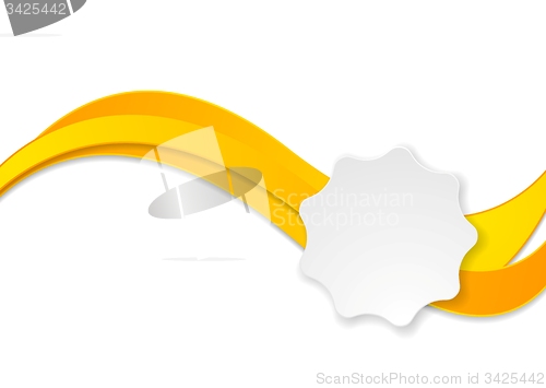 Image of Orange vector waves and white label sticker