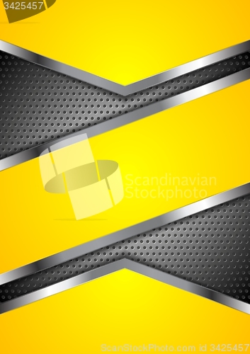 Image of Abstract yellow perforated background with metallic design