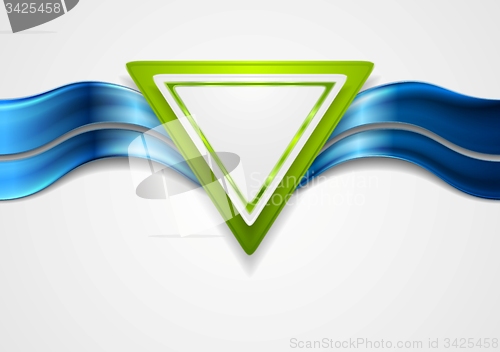 Image of Abstract tech background with triangle and waves