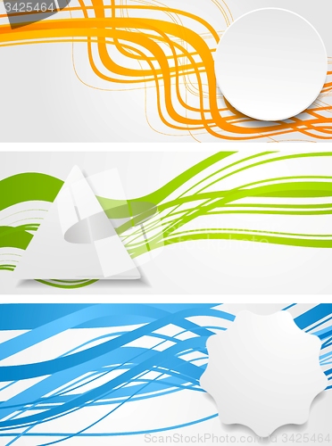 Image of Abstract wavy banners with geometric labels