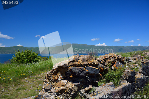 Image of Stones of the preserved wall in monastery Sevanavank