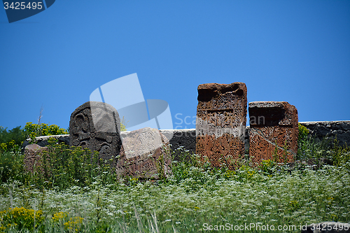 Image of Khachkar stones in Sevanavank monastery