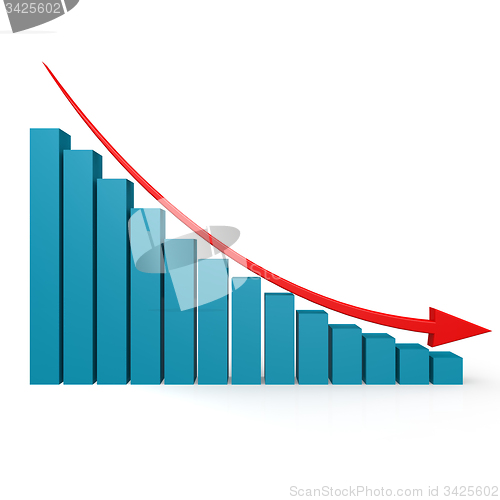 Image of Blue graph and red arrow down