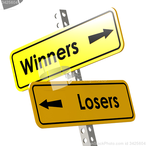 Image of Winners and losers with yellow road sign