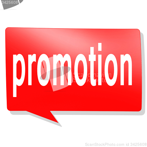 Image of Promotion word on red speech bubble