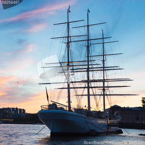 Image of Traditional seilboat in Gamla stan, Sweden, Europe.