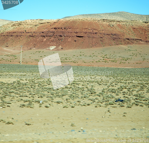 Image of valley in   africa morocco the atlas dry mountain ground isolate