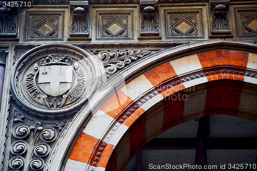 Image of england  historic   marble and statue in old city of london 