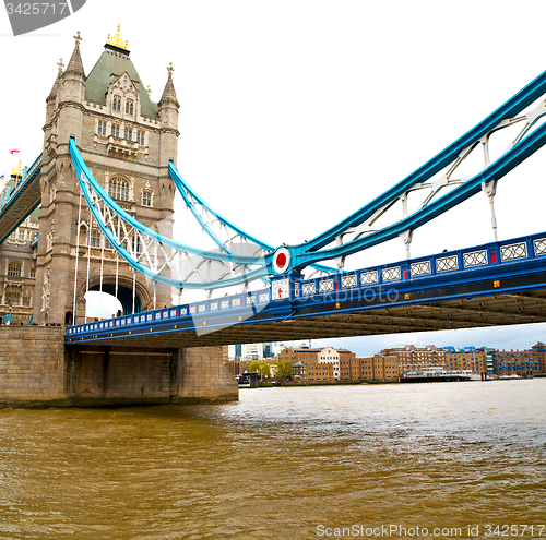 Image of london tower in england old bridge and the cloudy sky