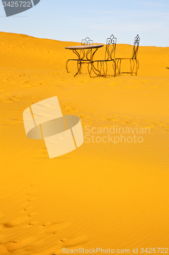 Image of   and seat in   morocco    africa yellow sand