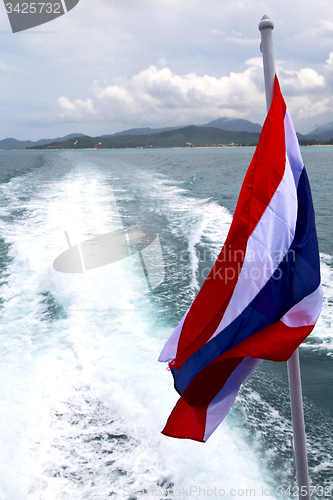 Image of asia myanmar   isle waving flag    and south china sea 