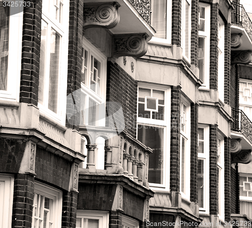 Image of in europe london old red brick wall and      historical window