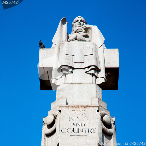 Image of england  historic   marble and statue in old city of london 