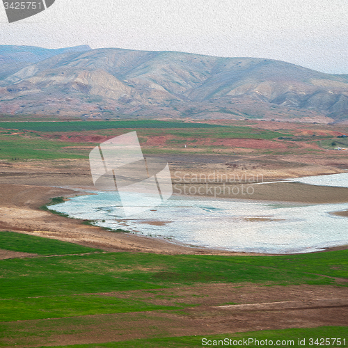 Image of pond and lake in the mountain morocco land 