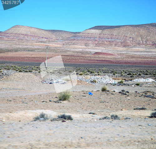 Image of valley hill   in   africa morocco the atlas dry mountain ground 