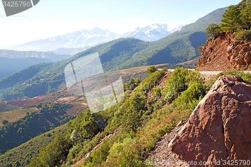 Image of the    dades valley in atlas snow street