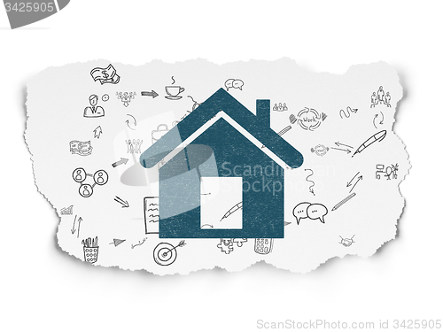 Image of Business concept: Home on Torn Paper background