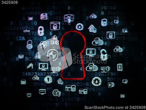 Image of Security concept: Keyhole on Digital background