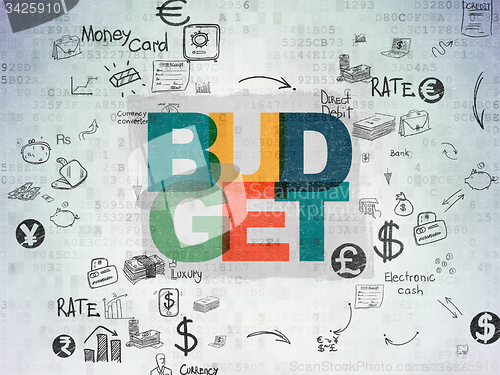 Image of Currency concept: Budget on Digital Paper background