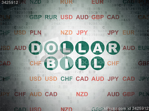 Image of Currency concept: Dollar Bill on Digital Paper background