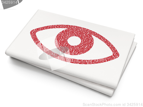 Image of Privacy concept: Eye on Blank Newspaper background