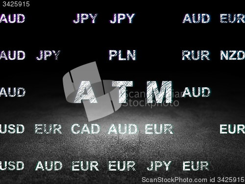 Image of Money concept: ATM in grunge dark room