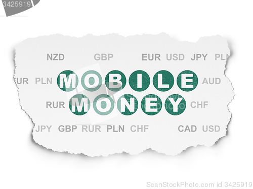 Image of Banking concept: Mobile Money on Torn Paper background