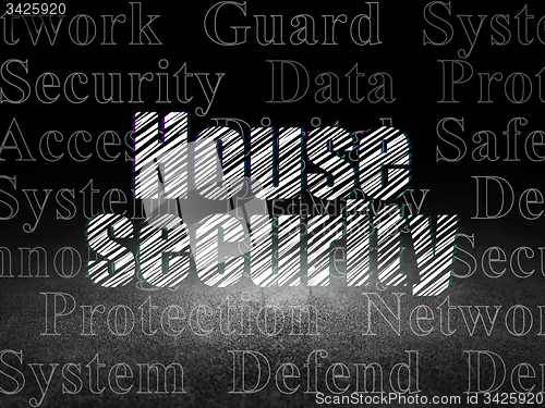 Image of Protection concept: House Security in grunge dark room
