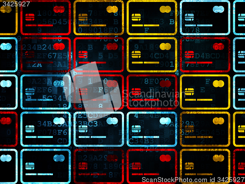 Image of Banking concept: Credit Card icons on Digital background