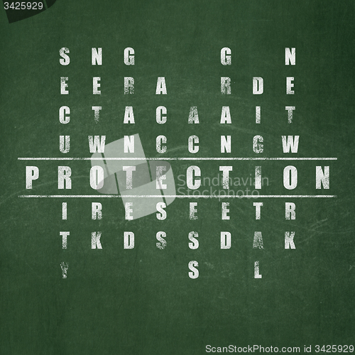 Image of Security concept: word Protection in solving Crossword Puzzle