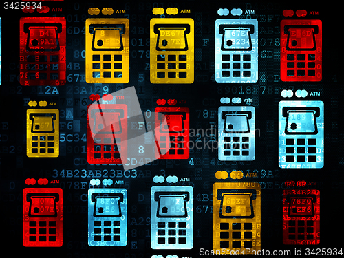 Image of Banking concept: ATM Machine icons on Digital background