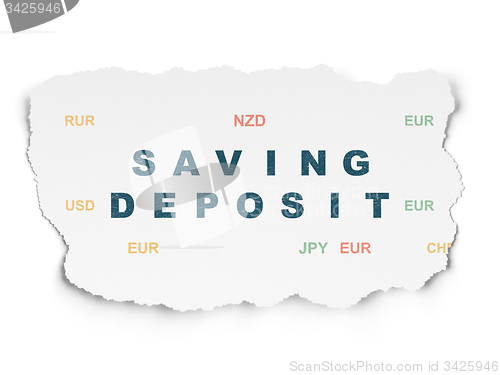 Image of Currency concept: Saving Deposit on Torn Paper background