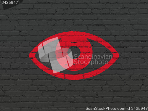 Image of Privacy concept: Eye on wall background