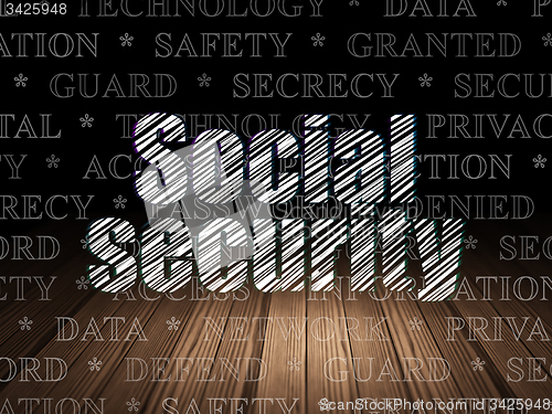 Image of Privacy concept: Social Security in grunge dark room