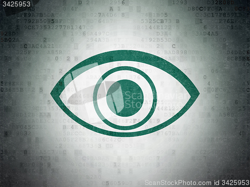 Image of Safety concept: Eye on Digital Paper background
