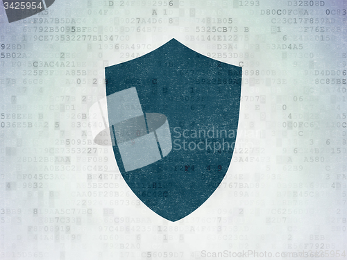 Image of Privacy concept: Shield on Digital Paper background
