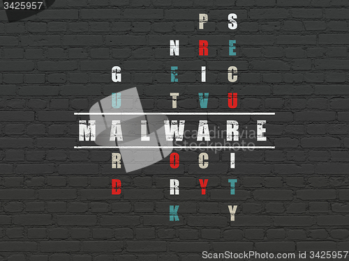 Image of Security concept: word Malware in solving Crossword Puzzle