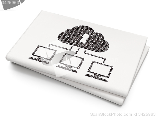 Image of Security concept: Cloud Network on Blank Newspaper background