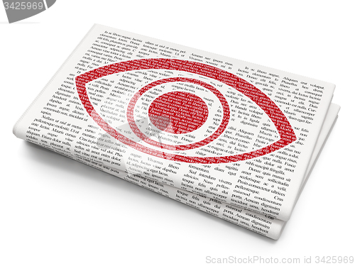 Image of Security concept: Eye on Newspaper background