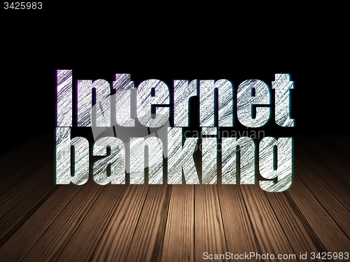 Image of Currency concept: Internet Banking in grunge dark room